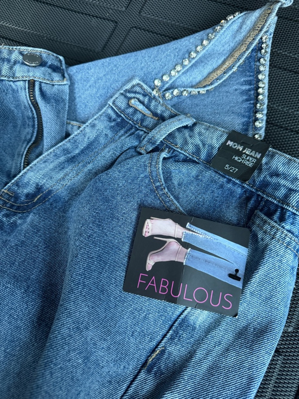 Fabulous Blue Skinny Jeans with Embellished Cuff - Picture 7 of 7